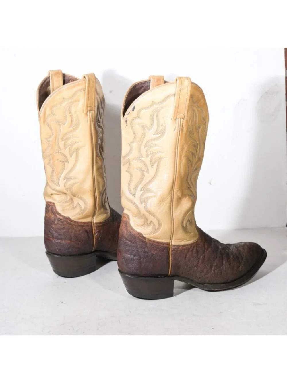 Vintage Tony Lama C7974 Brown Leather Elephant Print Cowboy Boots Made in USA - Picture 3 of 7